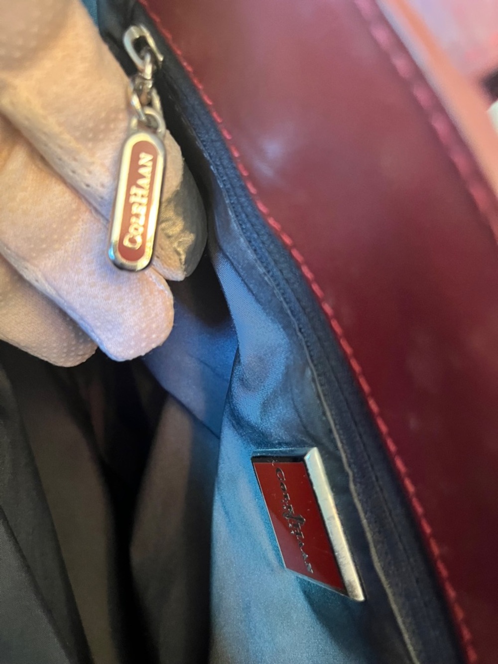 Cole Haan RARE Vintage Luxury Burgundy Red Haircalf Medium Satchel Tote (GUC) - Picture 15 of 17